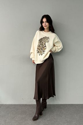 دامن قهوه ای زنانه ساتن lizge giyim - کد 864527406