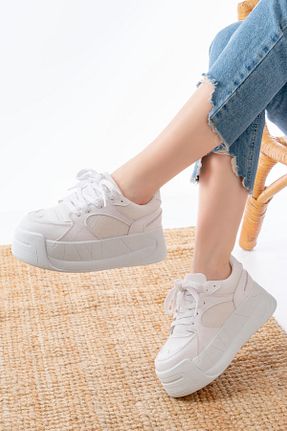 کفش اسنیکر سفید زنانه بند دار Mida Shoes - کد 929524982