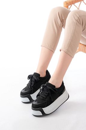 کفش اسنیکر مشکی زنانه بند دار Mida Shoes - کد 929524980