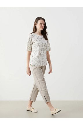 شلوار بژ زنانه کتان LC Waikiki - کد 929525036