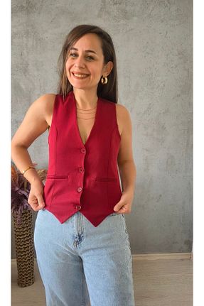 جلیقه زرشکی زنانه تنگ Butik - کد 929533281