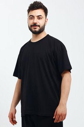 تیشرت مشکی مردانه اورسایز OXVİN - کد 929537159