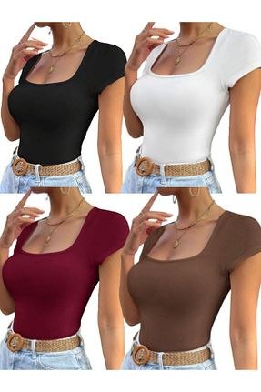 بادی رنگی زنانه یقه مربعی KHAB PREMİUM - کد 929529615
