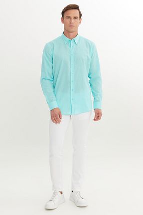 پیراهن فیروزه ای مردانه رگولار AC&Co / Altınyıldız Classics - کد 709518027