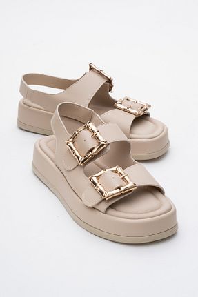 صندل بژ زنانه پاشنه تخت luvishoes - کد 846214128