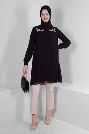 تونیک حجاب مشکی زنانه پلی استر Alvina - کد 805631076