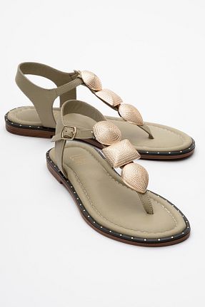 صندل سبز زنانه پاشنه تخت luvishoes - کد 929572826