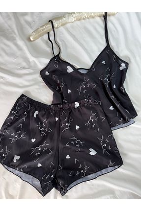 ست لباس راحتی مشکی زنانه ساده ROZENİN LINGERIE - کد 929583378