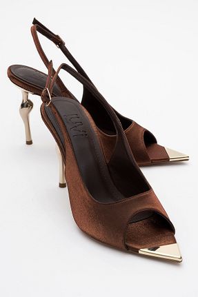 کفش پاشنه بلند کلاسیک قهوه ای زنانه چرم مصنوعی luvishoes - کد 929577645