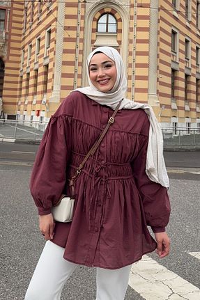 پیراهن حجاب زرشکی زنانه رگولار LOCCO - کد 922695872