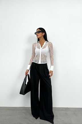 بلوز سفید زنانه ساده Black Fashion - کد 790160293