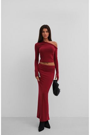 دامن زرشکی زنانه مخلوط پلی استر Black Fashion - کد 860716533