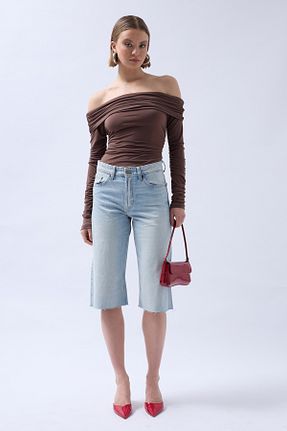 بلوز قهوه ای زنانه ساده Black Fashion - کد 861574211