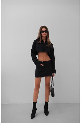 دامن مشکی زنانه مخلوط پلی استر Black Fashion - کد 831630299