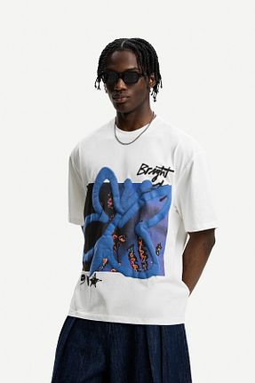 تیشرت سفید مردانه Relaxed Bershka - کد 929609967