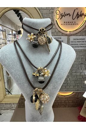 گردنبند جواهر قهوه ای زنانه سنگ BIJUTERI - کد 929615764