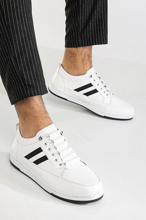 کفش اسنیکر سفید مردانه بند دار BY ERG SHOES - کد 929615698