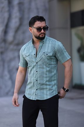 پیراهن فیروزه ای مردانه اسلیم فیت Klothy - کد 929631556