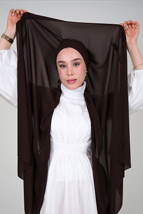شال قهوه ای زنانه کرپ kermeipek - کد 927158209