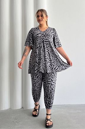 بلوز سایز بزرگ طوسی زنانه سایز بزرگ Stil Diva - کد 929636472