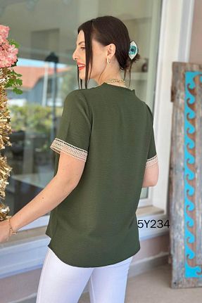 بلوز خاکی زنانه ساده İnce Topuk - کد 929648962
