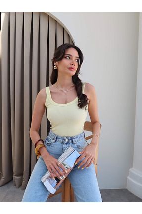 بلوز زرد زنانه ساده ESRAHELVACI - کد 929648582