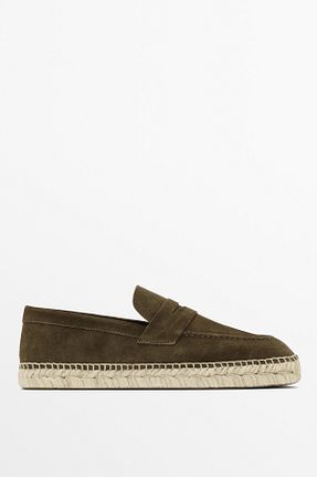 کفش اسپادریل خاکی مردانه چرم خالص Massimo Dutti - کد 929647226