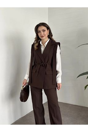 ست بالاتنه و پائین تنه قهوه ای زنانه بافت VOLT CLOTHİNG - کد 929677667