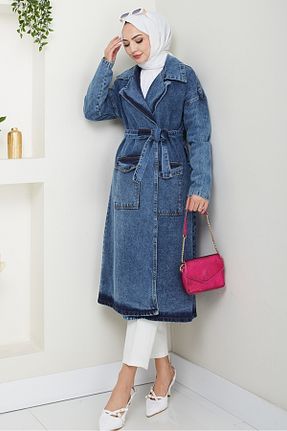 ترنچکت حجاب آبی پنبه ای Bestenur - کد 929664745