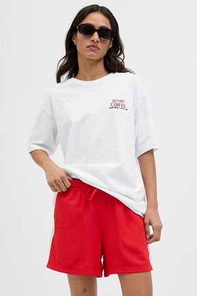 تیشرت سفید زنانه اورسایز Jack & Jones - کد 929667845