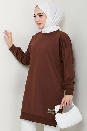 تونیک حجاب قهوه ای زنانه پنبه ای Bestenur - کد 929665357