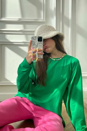 سوئیشرت سبز زنانه ساده Madmext - کد 695769726