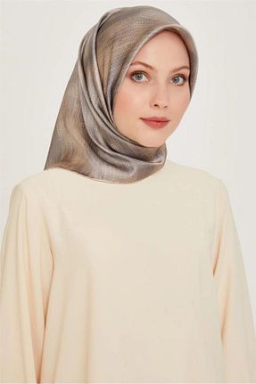 روسری طوسی کرپ ساتن ابریشم Armine - کد 929687817