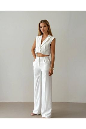 ست بالاتنه و پائین تنه سفید زنانه بافتنی CHIC LUMI - کد 929690521