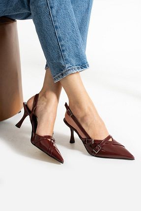 کفش استایلیتو زرشکی پاشنه نازک GÜLERSHOES - کد 929752970
