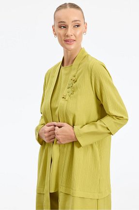 ست بالاتنه و پائین تنه حجاب زرد زنانه رگولار Tığ Triko - کد 861930399