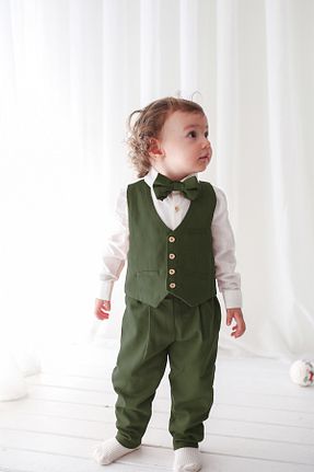ست بالاتنه و پائین تنه خاکی بچه گانه بافتنی Catz Kids - کد 834011150