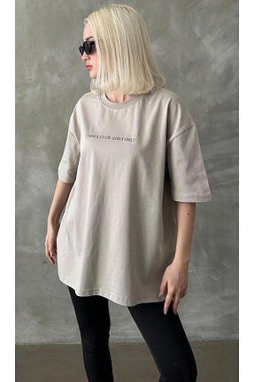 تیشرت طوسی زنانه اورسایز Madmext - کد 929700904
