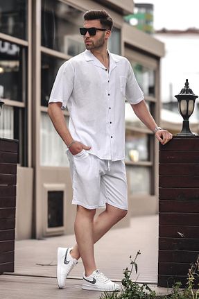شلوارک و برمودا سفید مردانه Straight Madmext - کد 656157602