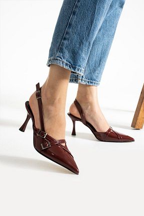 کفش استایلیتو زرشکی پاشنه نازک GÜLERSHOES - کد 929752970
