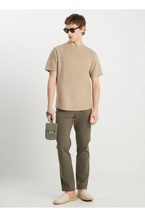 تیشرت بژ مردانه یقه دوچرخه Wrangler - کد 929693334