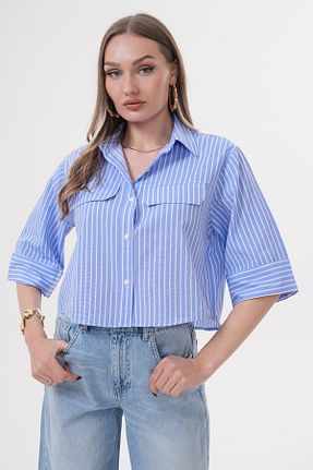 پیراهن آبی زنانه کراپ Laressi - کد 929697673