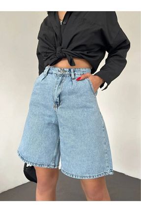 شلوارک و برمودا آبی زنانه پنبه ای Butik - کد 929743446