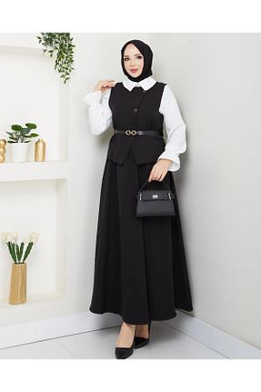 ست بالاتنه و پائین تنه حجاب مشکی زنانه سایز بزرگ flowertime - کد 929810917