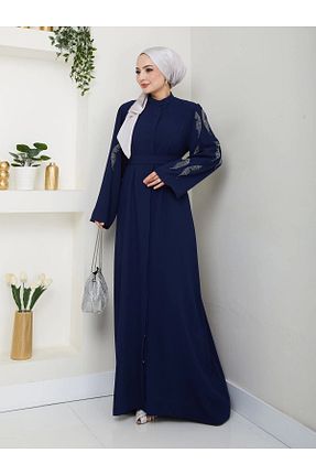 لباس مجلسی حجاب سرمه ای زنانه یقه ایستاده EFSUN MODA - کد 922773221