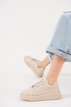 کفش اسنیکر بژ زنانه بند دار Moda Pie - کد 929747615