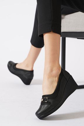 کفش پاشنه بلند پر مشکی زنانه پاشنه متوسط (5-9 سانتی متر) Moda Pie - کد 929747876