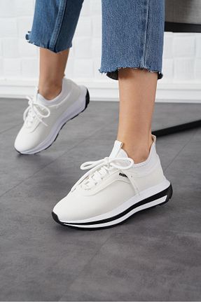 کفش اسنیکر سفید زنانه بند دار Moda Pie - کد 830585445