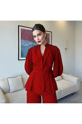 ست بالاتنه و پائین تنه قرمز زنانه بافتنی MİSSNESİL - کد 929745265