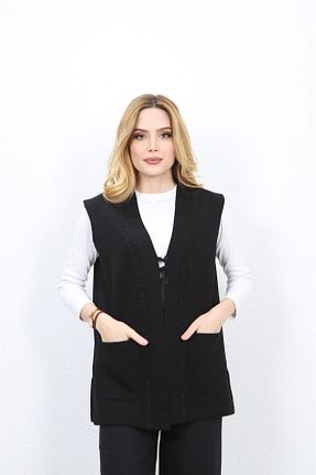 جلیقه مشکی زنانه رگولار Özenli Triko - کد 882455542